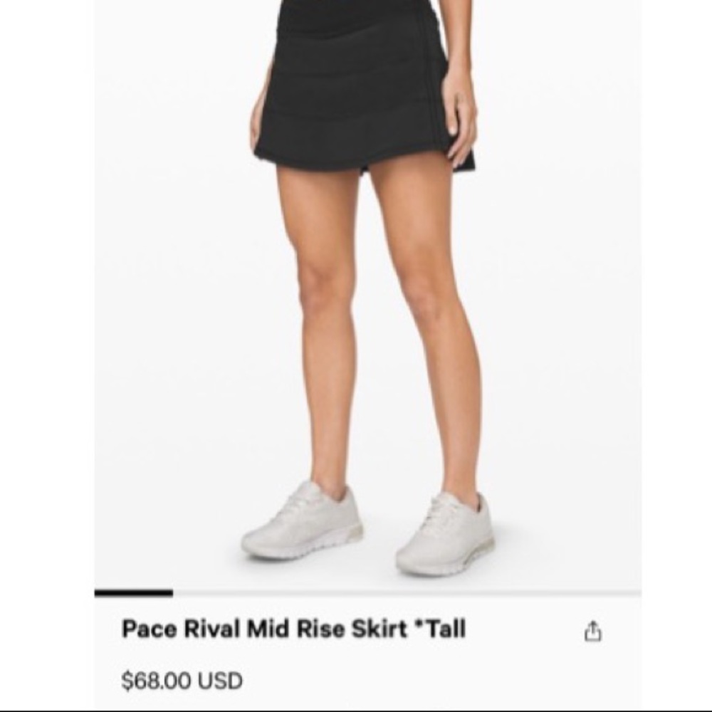 Lululemon Pace Rival Mid Rise Skirt Tall